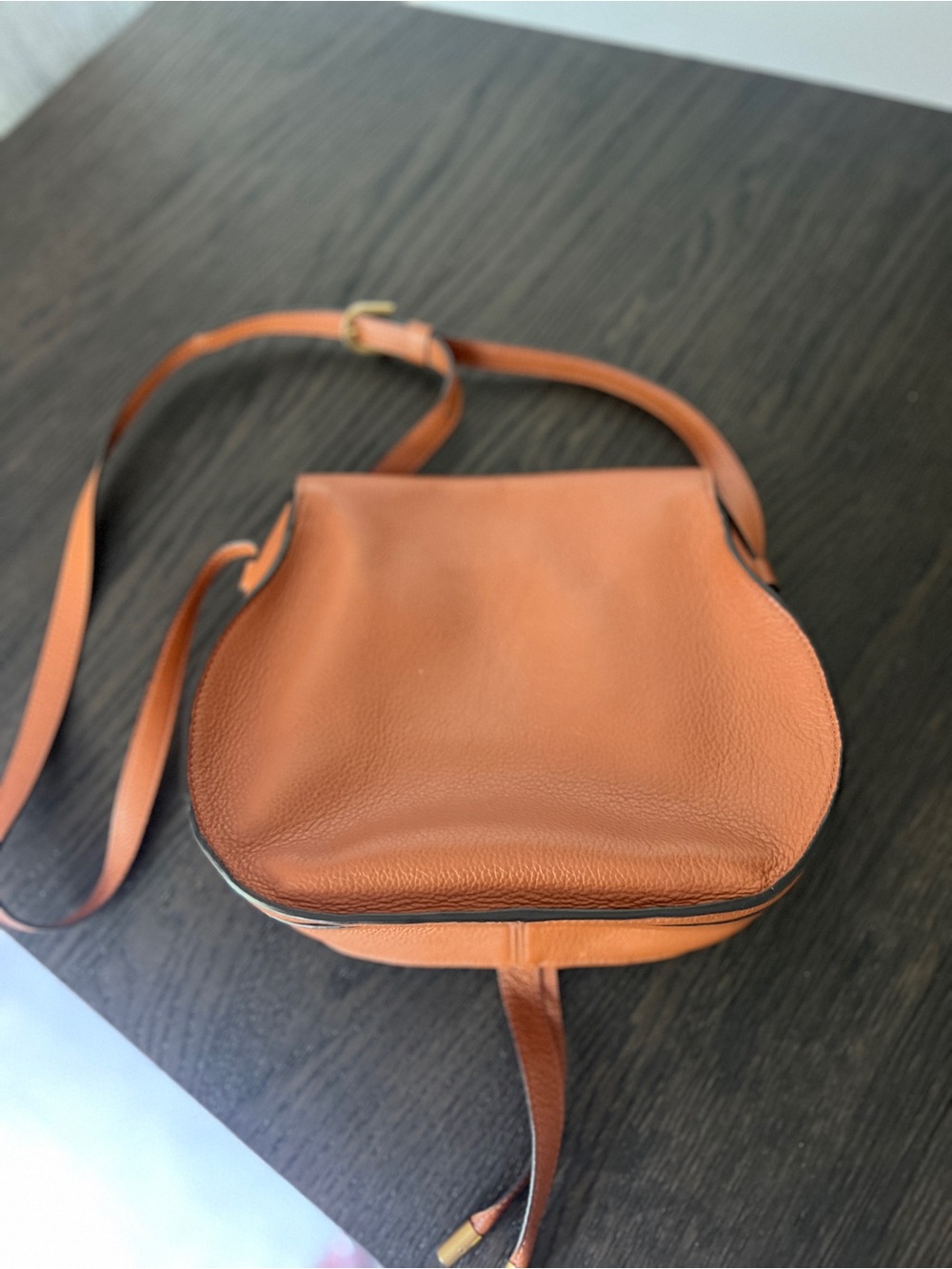Chloe Saddle Crossbody in Cognac Brown with Gold Hardware - Picture 3 of 8